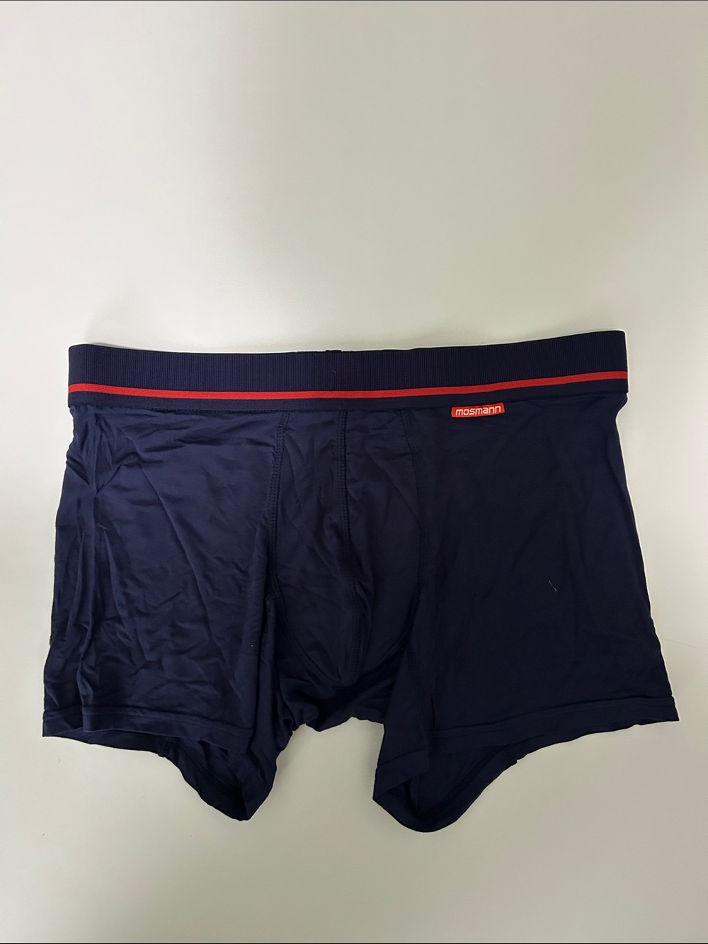 MOSMAN Navy Boxer Briefs with Red Waistband Accent